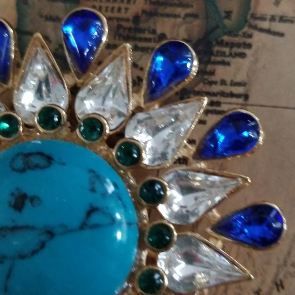Vintage Peacock Sunburst Brooch